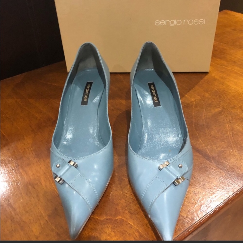 Sergio Rossi Kitten heels with silver buckle